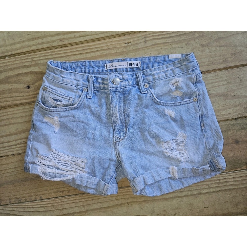 Lovers + Friends Distressed Denim Jean Shorts Size 24 Women's